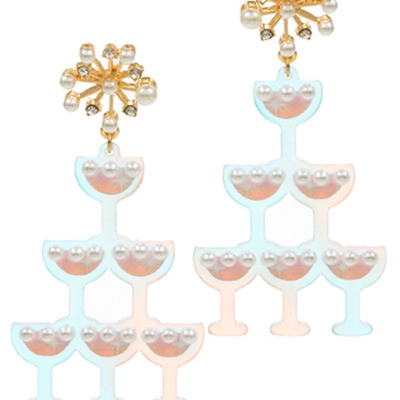 Champagne Glass Tower Drop Earrings - Picture 1 of 1